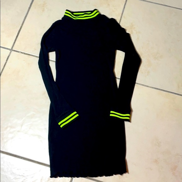 Fashion Nova Dresses & Skirts - Green Neon Stripped Mini Ribbed Dress